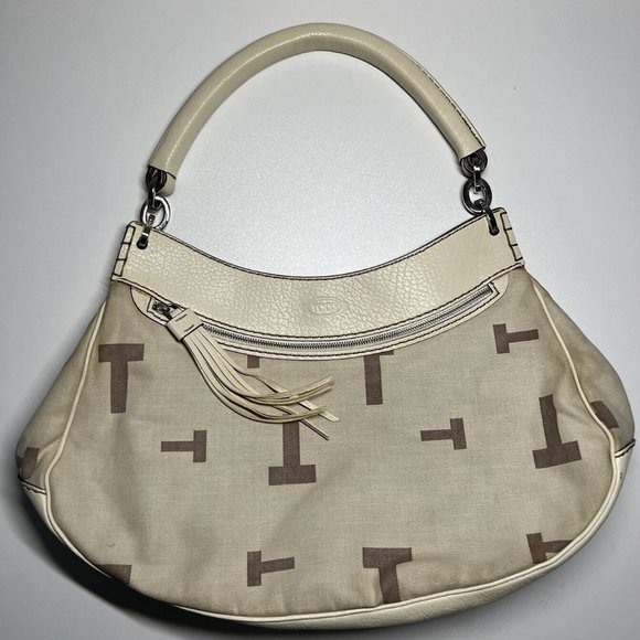Tod's Handbags - Tod's Canvas Hobo Shoulder Bag***